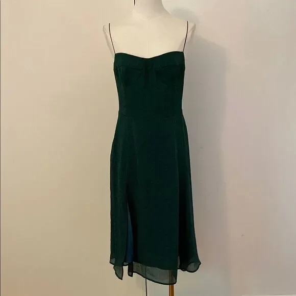 JNSQ Green Bustier Midi Dress with Thigh Split Size 6 - Picture 2 of 14